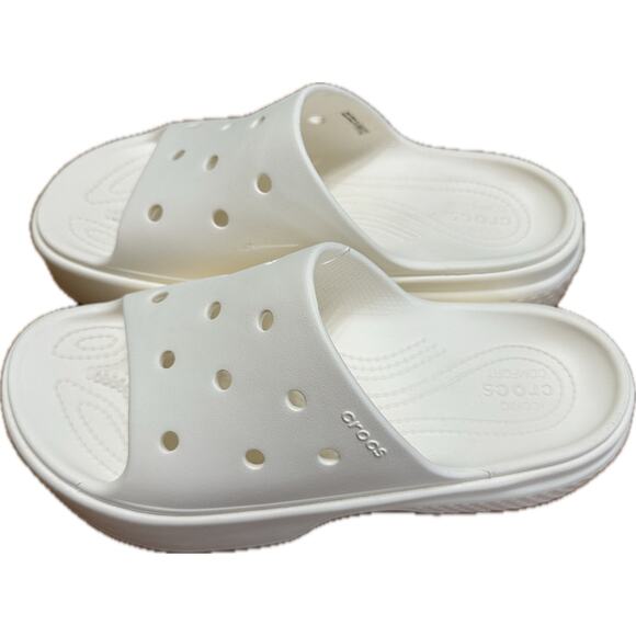 Crocs Stomp Clog Platform Sandals White Women’s 11 / Men’s 9 Comfort Shoes New - Picture 2 of 9